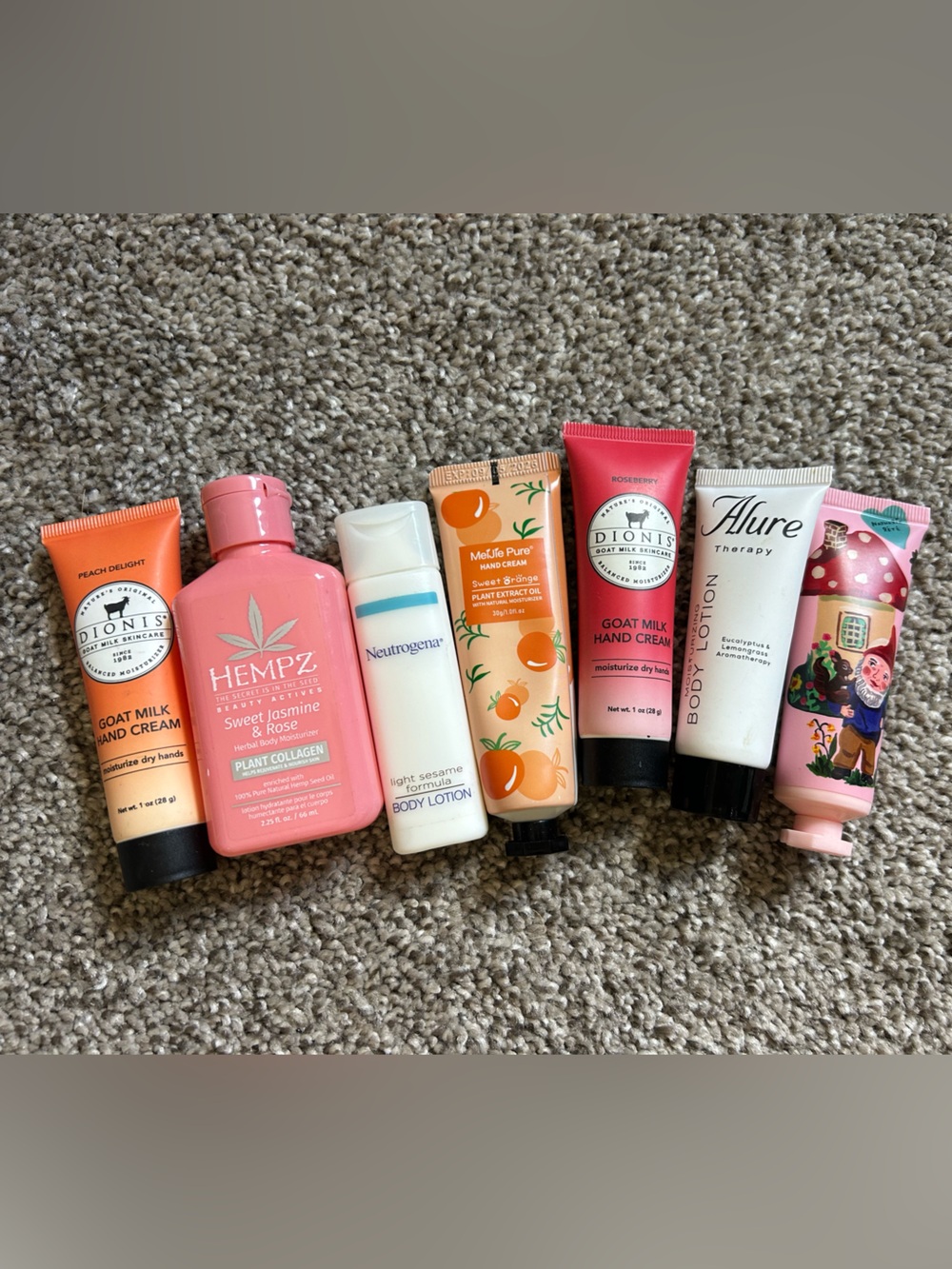 Travel/ mini Body and hand Lotion Trio with Mixed Coral & Peach Tubes